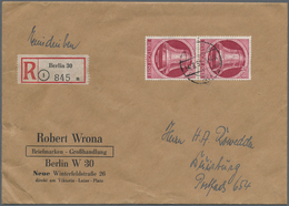 Berlin: 1952, 40 Pfg. Glocke Rechts, Senkrechtes Paar Als Portogerechte Mehrfachfrankatur Auf R-Brie - Brieven En Documenten