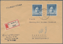 Berlin: 1953, 30 Pfg. Beethoven, Zwei Werte Als Portogerechte Mehrfachfrankatur Auf R-Brief Von "BER - Storia Postale