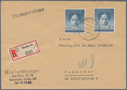 Berlin: 1953, 30 Pfg. Beethoven, Zwei Werte Als Portogerechte Mehrfachfrankatur Auf R-Brief Von "BER - Covers & Documents