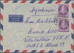 Berlin: 1954, 40 Pfg. Glocke Mitte, Zwei Werte Als Portogerechte Mehrfachfrankatur Auf Luftpost-Brie - Cartas & Documentos