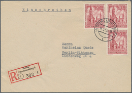 Berlin: 1955, 20 Pfg. Gedächtniskirche, Einzelwert Und Senkrechtes Paar Als Portogerechte Mehrfachfr - Cartas & Documentos
