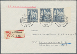 Berlin: 1954, 30 Pfg. Gedächtniskirche, Einzelwert Und Waagerechtes Randpaar Als Portogerechte Mehrf - Covers & Documents