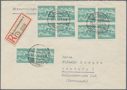 Berlin: 1956, 7 Pfg. Bauten, Zehn Werte Als Portogerechte Massenfrankatur Auf R-Brief Von "BERLIN-LI - Storia Postale