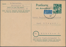 Französische Zone - Rheinland Pfalz - Ganzsachen: 1949, Frage/Antwortkarte 10 Pfg.+10 Pfg. Grün Zusa - Sonstige & Ohne Zuordnung