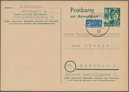 Französische Zone - Rheinland Pfalz - Ganzsachen: 1949, Frage/Antwortkarte 10 Pfg.+10 Pfg. Grün Zusa - Otros & Sin Clasificación