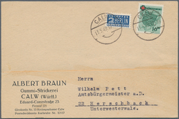 Französische Zone - Württemberg: 1949, 10 Pfg. Rotes Kreuz Als Portogerechte Einzelfrankatur Auf Kar - Otros & Sin Clasificación