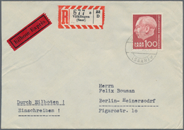 Saarland (1957/59) - OPD Saarbrücken: 1957, Heuss I 100 Fr. Rot Als Portogerechte Einzelfrankatur Au - Lettres & Documents