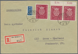 Bundesrepublik Deutschland: 1950, 20 Pfg. Bach, Einzelwert Und Waagerechtes Oberrand-Paar Als Portog - Storia Postale