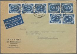 Bundesrepublik Deutschland: 1952, 30 Pfg. Posthorn, Zwei Senkrechte Paare Und Ein Senkrechter 3er-St - Covers & Documents