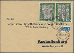 Bundesrepublik Deutschland: 1951, 10 Pfg. Marienkirche Im Waagerechten Paar Als Portogerechte Mehrfa - Briefe U. Dokumente