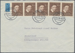 Bundesrepublik Deutschland: 1952, 4 Pfg. Wohlfahrt 1951, Waagerechter 3er-Streifen Und Paar Als Port - Covers & Documents