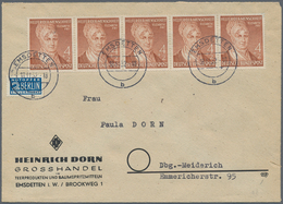 Bundesrepublik Deutschland: 1952, 4 Pfg. Wohlfahrt Im Waagerechten 5er-Streifen Als Portogerechte Ma - Covers & Documents
