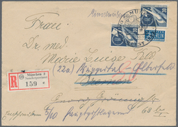 Bundesrepublik Deutschland: 1953, 30 Pfg. Verkehrsausstellung, Zwei Werte Als Portogerechte Mehrfach - Briefe U. Dokumente
