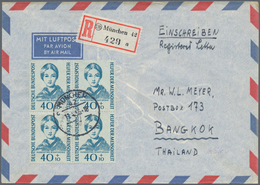 Bundesrepublik Deutschland: 1956, 40 Pfg. Wohlfahrt 1955 Im 4er-Block Als Mehrfachfrankatur Auf Luft - Covers & Documents