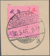 Deutsche Lokalausgaben Ab 1945: GROßRÄSCHEN: 1945, Freimarke 30 (Pf) Auf Rosa Mit "Post" In Blau, St - Sonstige & Ohne Zuordnung