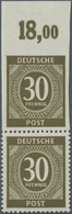 Alliierte Besetzung - Gemeinschaftsausgaben: 1946, Freimarken: Ziffern 30 Pf, Senkrechtes Paar Vom O - Other & Unclassified