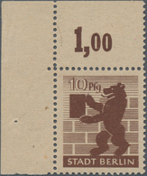 Sowjetische Zone - Berlin Und Brandenburg: 1945, 10 Pf Berliner Bär, Schwarzbraun, Postfrisch Auf Gr - Altri & Non Classificati