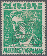 Sowjetische Zone - Mecklenburg-Vorpommern: 1946, 6+14 Pf Smaragdgrün Sauber Gestempelt "SCHWERIN 21. - Sonstige & Ohne Zuordnung