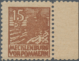 Sowjetische Zone - Mecklenburg-Vorpommern: 1946, Abschiedsserie 15 Pfg. Auf Grauem Z-Papier, Rechtes - Otros & Sin Clasificación