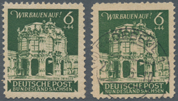 Sowjetische Zone - Ost-Sachsen: 1946, Wiederaufbau Dresdner Zwinger 6+44 Pf. Dunkelgraugrün Mit Gemi - Sonstige & Ohne Zuordnung