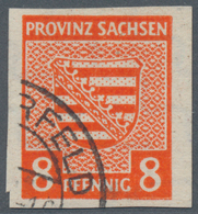 Sowjetische Zone - Provinz Sachsen: 1945, 8 Pf Gelblichrot Mit Wasserzeichen Steigend Ungezähnt, Ent - Andere & Zonder Classificatie