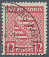 Sowjetische Zone - Provinz Sachsen: 1945, Provinzwappen 12 Pfg. In Der Sehr Seltenen Farbvariante He - Autres & Non Classés