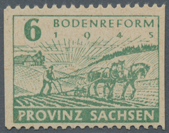 Sowjetische Zone - Provinz Sachsen: 1945, Bodenreform 6 Pf Lebhaftgrün, Mit Postmeistertrennung, Nur - Other & Unclassified