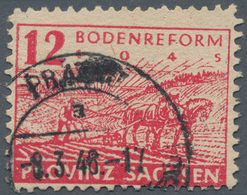 Sowjetische Zone - Provinz Sachsen: 1945, Bodenreform 12 Pf Auf Dickem Papier Mit Flach Fallender Pa - Altri & Non Classificati