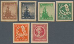 Sowjetische Zone - Thüringen: 1945, 3 Pfg. - 12 Pfg. Ungezähnt Postfrisch, Dabei 3 Und 4 Pfg. Mit Sp - Autres & Non Classés