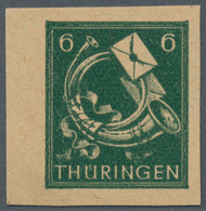 Sowjetische Zone - Thüringen: 1945, Posthorn 6 Pf Vomlinken Seitenrand Als UNGEZÄHNTER Versuchsdruck - Otros & Sin Clasificación