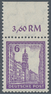 Sowjetische Zone - West-Sachsen: 1946, Abschiedsserie 6 (Pf) DUNKELROTVIOLETT Vom Bogenoberrand, Pos - Andere & Zonder Classificatie