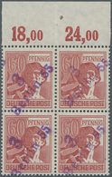 Sowjetische Zone - Bezirkshandstempel - I - Bez. 3 (Berlin): 1948, Helle 60er Im Oberrand-4er-Block, - Altri & Non Classificati