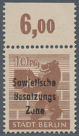 Sowjetische Zone - Allgemeine Ausgaben: 1948, Freimarke 10 Pfg. (orange)braun Vom Bogenoberrand, Pos - Autres & Non Classés