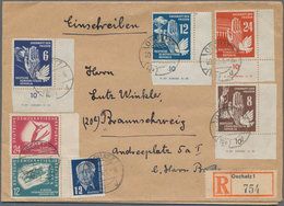 DDR: 1950, 6 - 24 Pf Frieden Jeweils Vom Rechten Unteren Eckrand Mit Druckvermerk MiF Auf R-Brief Im - Lettres & Documents