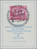 DDR: 1954, Blockausgabe Zur Briefmarken-Ausstellung Mit Entsprechendem Sonderstempel Und Wasserzeich - Storia Postale