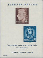 DDR: 1955, Blockausgabe Friedrich Schiller Postfrisches Exemplar Mit Markanter Abart Fehlende Marke - Cartas & Documentos