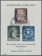 DDR: 1955, Blockausgabe 150. Todestag Schiller, Vier Postfrische Exemplare Mit Plattenfehlern II, IV - Lettres & Documents