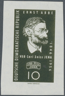 DDR: 1956, Carl-Zeiss-Werke Jena, 10 Pfg. Ernst Abbe Als Ungezähnter Probedruck Auf Gummiertem Papie - Covers & Documents