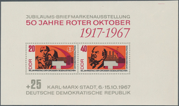 DDR: 1967, Block-Ausgabe „Jubiläums-Briefmarkenausstellung 50 Jahre Roter Oktober”, In Allen 5 Versc - Lettres & Documents