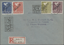 Berlin: 1948, Schwarzaufdruck 20 Werte Komplett Auf Drei R-Briefen Nach Unna Mit Ankunftsstempel, In - Briefe U. Dokumente