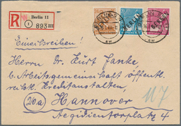Berlin: 1949: 20, 24 Und 40 Pf Scharzaufdruck Zusammen Auf Brief Ab Berlin SW 11 Vom 16.1.49 Nach Ha - Cartas & Documentos
