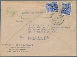 Berlin: 50 Pf. Schwarzaufdruck Als MeF Auf Postschnelldienstbf. Von Berlin-Dahlem Vom 24.3.49 Nach B - Lettres & Documents