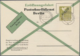 Berlin: 1949, Eröffnungsfahrt Postschnelldienst Berlin, Vordruckumschlag Frankiert Mit 1 Mark Schwar - Briefe U. Dokumente