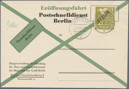 Berlin: 1 Mk Schwarzaufdruck Auf Laufzeit-Kontroll FDC (mit Einlagezettel) Der Linie B Von Berlin SW - Storia Postale