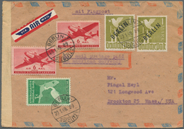 Berlin: 1949: LUFTPOSTBRIEF Mit 2 X 1.- DM Schwarzaufdruck, Dazu US-Marken 3 Cent, 2 X 6 Cent Ab Ber - Storia Postale