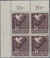 Berlin: 1948, 2 M. Schwarzaufdruck Mit Durchgezähntem Oberrand Im Viererblock Aus Der Linken Oberen - Storia Postale
