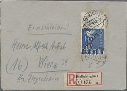 Berlin: 1948, 5 DM Schwarzaufdruck Mit Durchgezähntem Bogenoberrand Auf R-Brief Von „BERLIN-STEGLITZ - Storia Postale