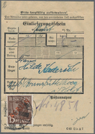 Berlin: 1949, Freimarke 15 Pf Mit Rotem Aufdruck Berlin Als Seltene Einzelfrankatur Auf Einlieferung - Brieven En Documenten