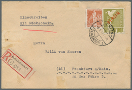 Berlin: 1949: Fernbrief (kl. Sp./Falzreste) Im Tarif I 24 Pf. Mit Ermäßigter Einschreibgebühr 40 Pf. - Storia Postale