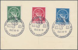 Berlin: 1949, Drei Bessere Belege, Dabei Rotaufdruck Einzeln Zentrisch Gestempelt Auf Formblatt, R-B - Storia Postale